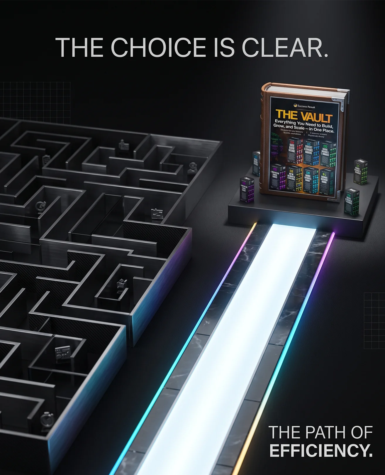 Diagram: the Success Result Vault at the centre, with sales, content, digital products, AI automation, brand and founder streams feeding into it.