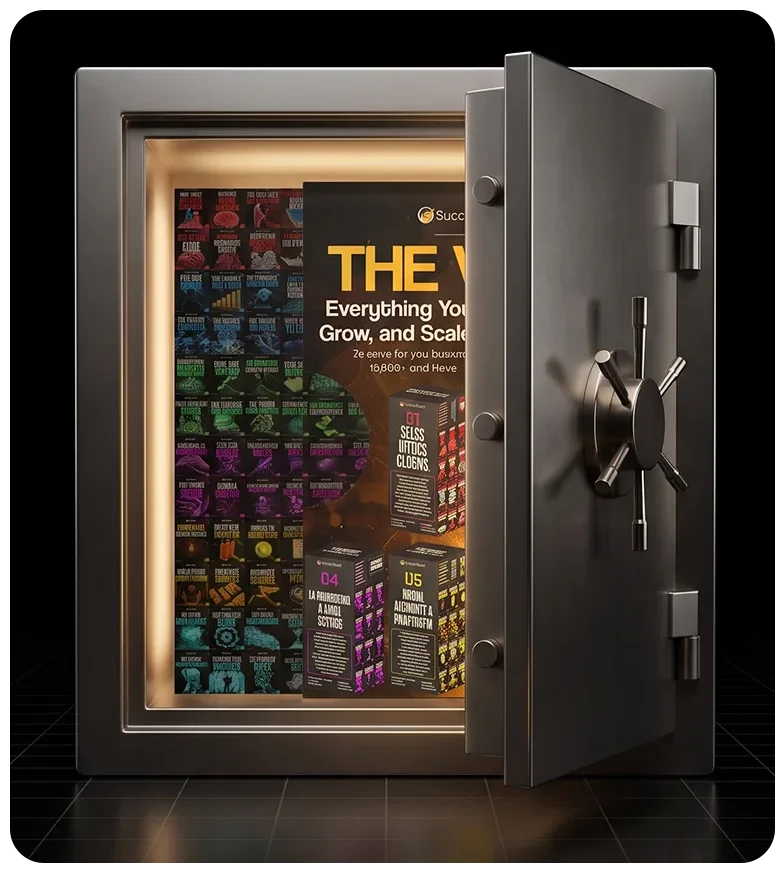 The seven Success Result Vault stream boxes displayed in a dark showroom.
